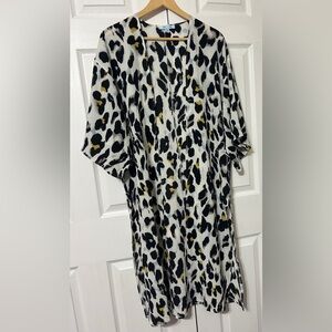 She & Sky Leopard Print Kimono Duster Cardigan Women’s Size S